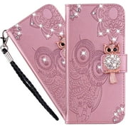 COTDINFOR Compatible with Samsung Galaxy S21 Plus Case Glitter Wallet Leather Case for Women Crystal Owl Embossing