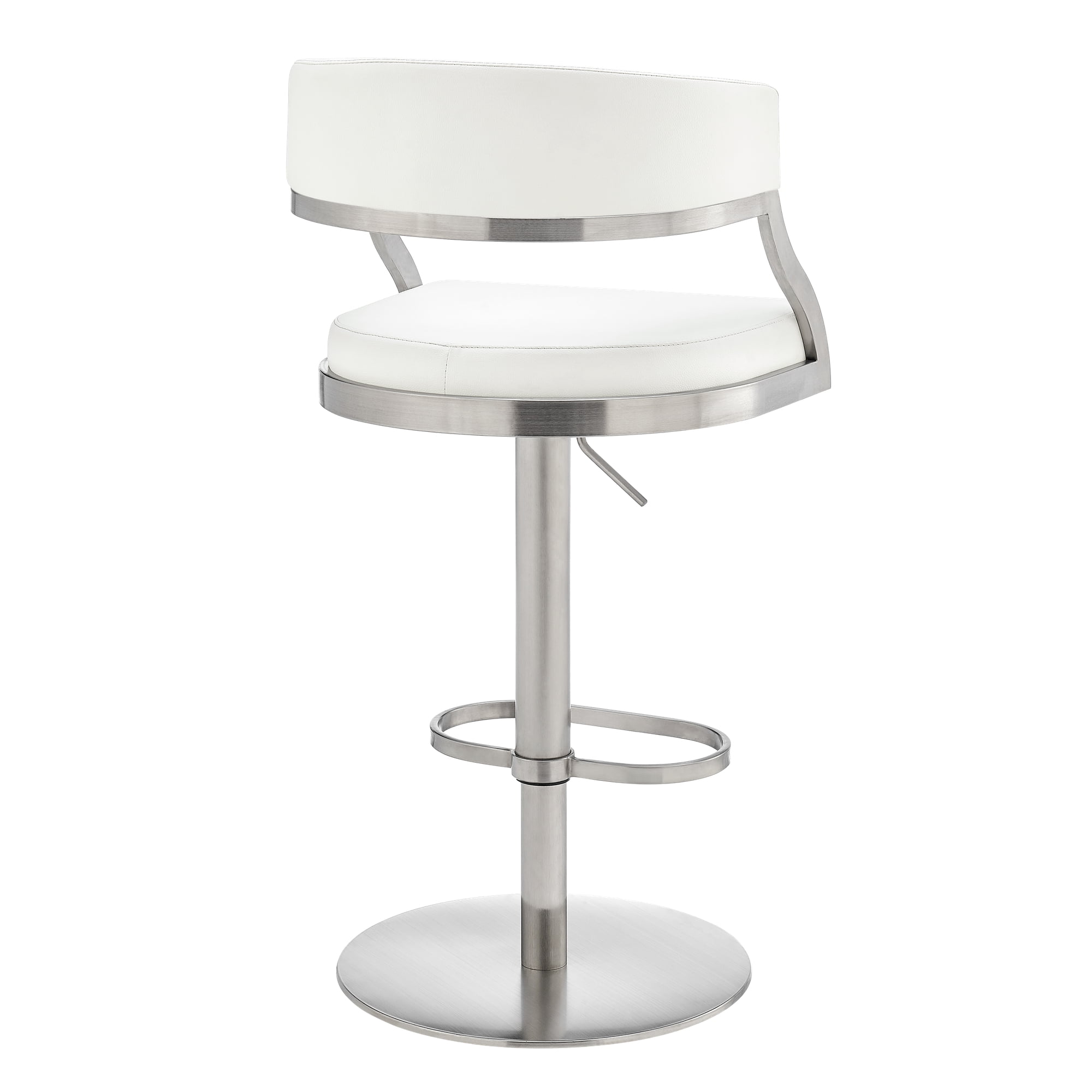 Callie Modern Retro Swivel Metal Adjustable Height Barstool With Faux Leather Seat