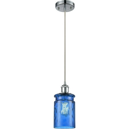 

Polished Chrome Tone Mini Pendants 5 Wide Princess Blue Waterglass Glass Steel/Cast Brass Medium Base 1 Light Fixture