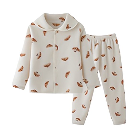 Baby Boy Outfits 2 Piece Flannel Letter Print Lapel Long Sleeve Button Top And Trousers Loungewear Boys' Clothing Sets Size 18-24 Months