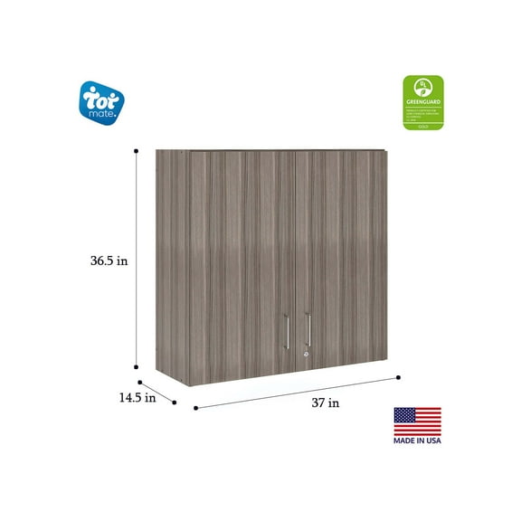 Tot Mate 4-Compartment Kids Furniture Composite Wood 36.5" Wall Cabinet in Gray