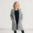 thumbnail image 2 of SUXIAN Girls Long Sleeve Zip Up Hooded Sweatshirt Jacket Outerwear Cozy Lined Pullover Top for Winter Warm Soft Casual Loungewear with Zip Up Hoodies #1_Grey 11-13 Years, 2 of 5