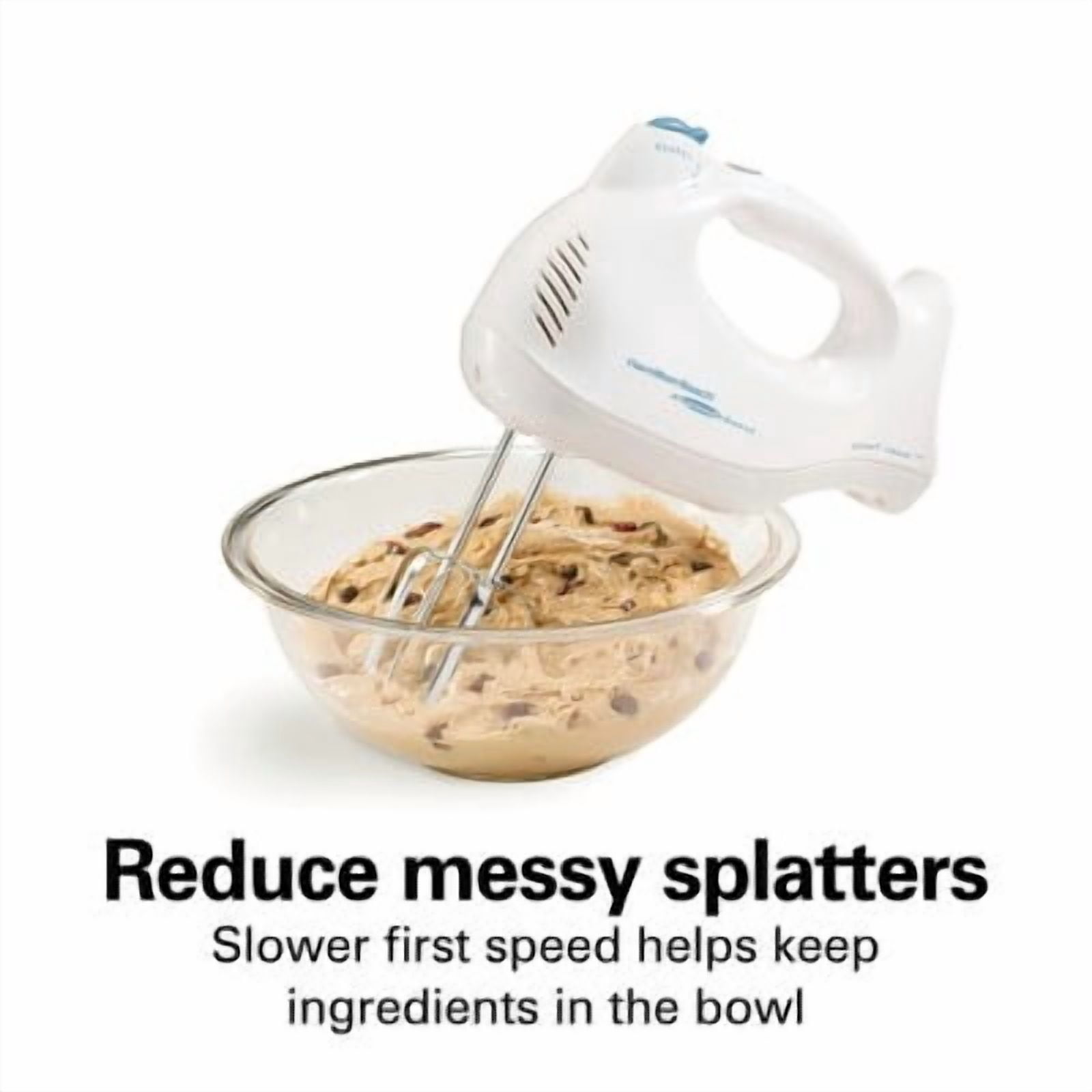 6 Speed Hand Mixer with Snap-On Case 3 Attachments White : 250W, Dishwasher-Safe Parts