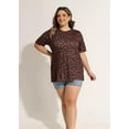 thumbnail image 4 of CASSIE LIZ Womens Tops Plus Size Summer Round Neck Shirts Leopard Fashion Short Sleeve Cheetah Tee Loose Fit Tunics Spring Oversized Blouses Casual Pullovers XL 14W 16W, 4 of 8