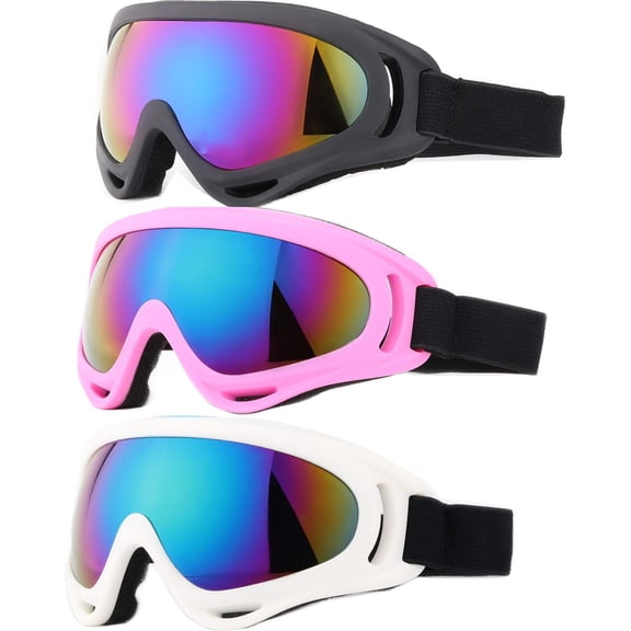 Ski Goggles, 3 Pack Snow Goggles for Men and Women, UV400 Protection for Skiing & Snowboarding