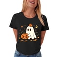 thumbnail image 6 of Akiihool Halloween Shirt Womens Oversized Tshirt Flower Graphic Tees Nashville Music Short Sleeve Shirts Summer Casual Loose Beach Tops (Black,XL), 6 of 7
