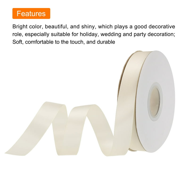 5/8 Inch 50 Yard Satin Ribbon Grosgrain Thin Solid Silk Wedding Bouquet  Ribbon for Gift Wrapping Cream White