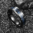 thumbnail image 2 of Black Tungsten Carbide Celtic Dragon Blue Carbon Fiber Inlay Polished Finish Comfort Fit Ring for Men, 2 of 5