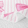 thumbnail image 5 of spefrowx Striped Pink Bow Bed Spread Queen for Girls Boys, Pink Cartoon Ribbon Queen Coverlet Set, 3pcs, 5 of 7