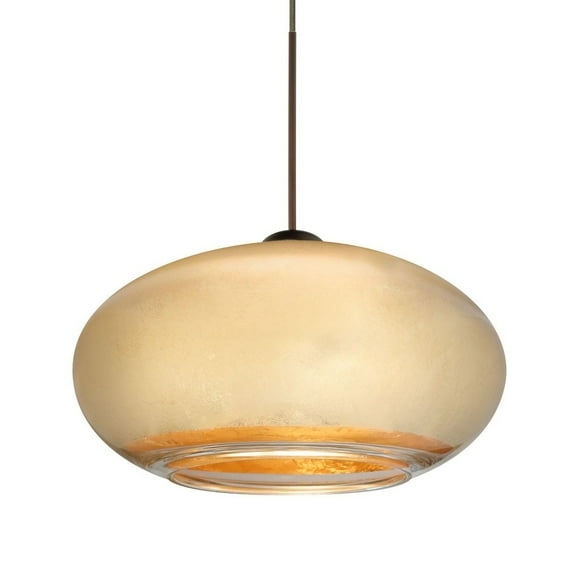 1XT-2492GF-BR-Besa Lighting-Brio 7 - 1 Light Cord Pendant In Contemporary Style-3.63 Inches Tall and 6.75 Inches Wide-Bronze Finish-Gold Foil Glass