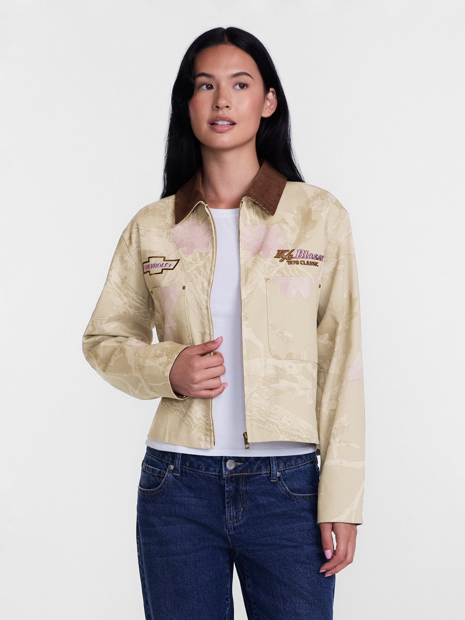 Chevy Blazer Women's Cotton Camo Jacket with Long Sleeves, Sizes XXS-4X