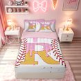 thumbnail image 2 of meiyoeat Ice Cream Baseball R Letter Zipper Full Size Comforter Sets with Fitted Sheet and 2 Pillowcases for Kids, Waffle Candy Drip Zipper Bedding Set, Pink Reversible, 4-Piece, 2 of 6