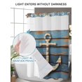 thumbnail image 4 of No Hook Cloth Fabric Shower Curtain with Snap in Liner, Brown Anchor Nautical Waterproof Shower Curtains Set with See Through Top Window, Vintage Coastal Navy Blue Wooden Bath Curtains Shower 36"x72", 4 of 6