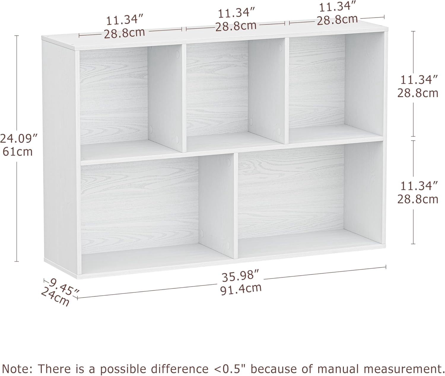 Jpiziso 5 Cube Storage Organizer 35.98"x 9.45" x 24.09" Bookcases with Closed Back for Home Office, Living Room, Bed Room White