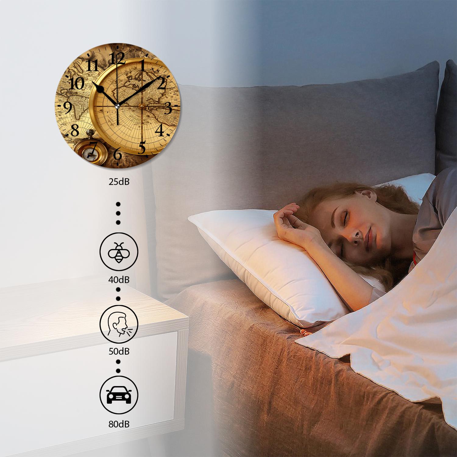 12 Inch Wall Clock Battery Operated Silent Clock Decorative for Office, Kitchen, Outdoor, Living Room，Accurate Map Exquisite Design