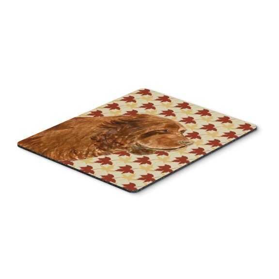 "Sussex Spaniel Fall Leaves Portrait Mouse Pad Hot Pad or Trivet"