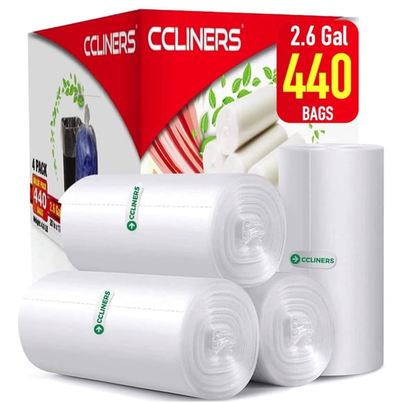 1.2 Gallon (5 Liter) Small Trash Bags (440 Count) Bathroom Garbage Bags 1 Gallon Clear Plastic Wastebasket Can Liners for Home and Office Bins, 440 Bags