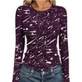 thumbnail image 7 of Hvyesh Long Sleeve Shirts for Women Crewneck Basic T-Shirts Casual Printing Slim Fit Stretch Tops, 7 of 7