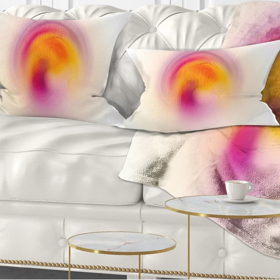Designart Pink Yellow Luminous Misty Sphere - Abstract Throw Pillow - 12x20