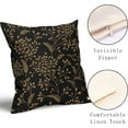 thumbnail image 5 of Boho Pillow Covers 18X18 Inch Set of 2 Black Gold Floral Leaves Decorative Pillow Cases Vintage Flower Leaf Cotton Linen Cushion Case Farmhouse Home Decor for Sofa Couch Porch Outdoor, 5 of 6