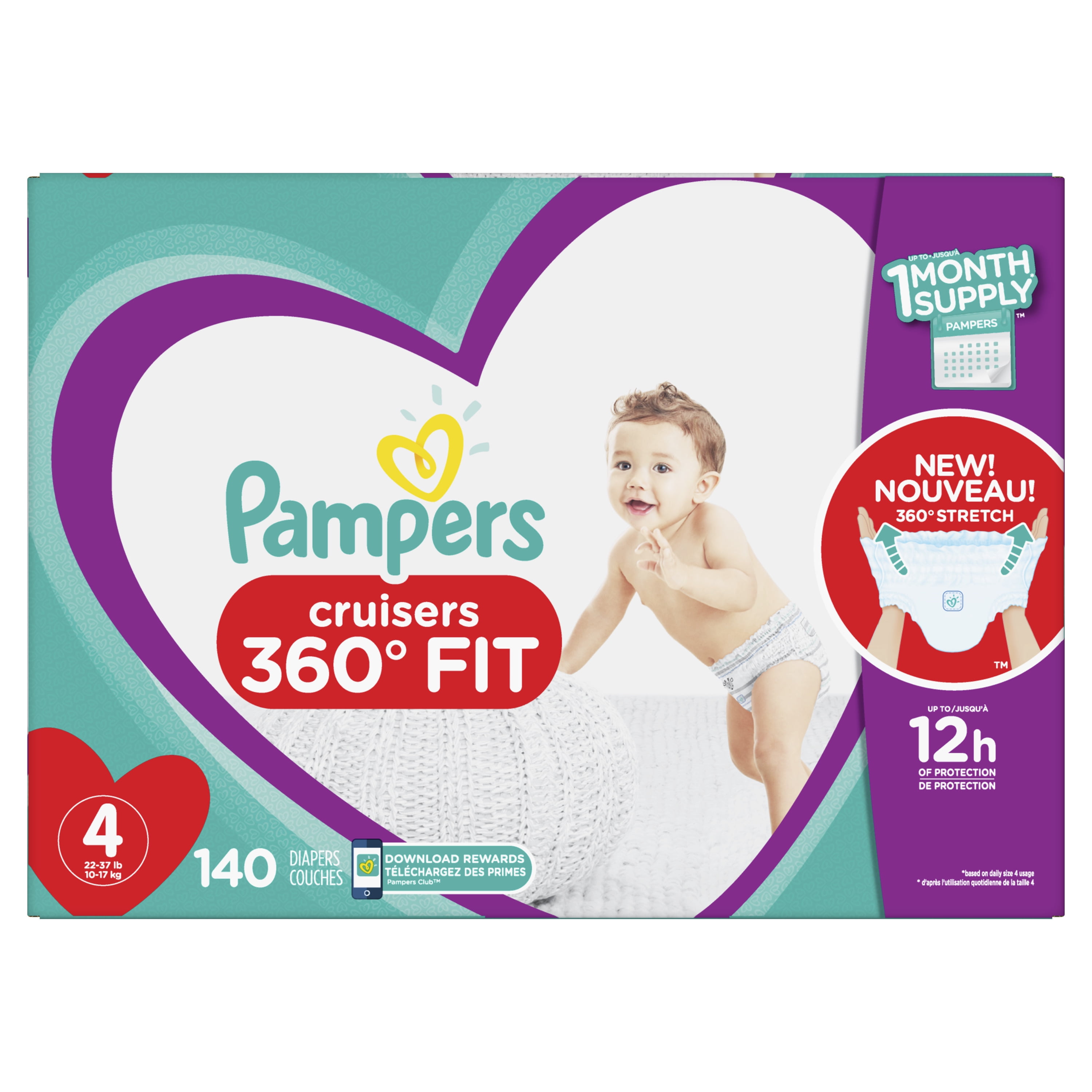[Save 20] Size 4 Pampers Cruisers 360 Fit Diapers, 280 Total Diapers