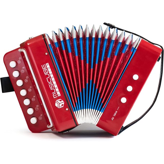 MUSICUBE Niños Acordeón Instrumento Juguetes 10 Teclas Botón Pequeño Acordeón para Niños y Niñas Instrumento Musical Educativo Juguetes Regalo de Navidad Elección (NEGRO)
