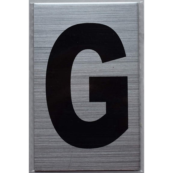 Apartment Number Sign - Letter G Brush Aluminium, Size 2.5X4) - Porte D'argent line