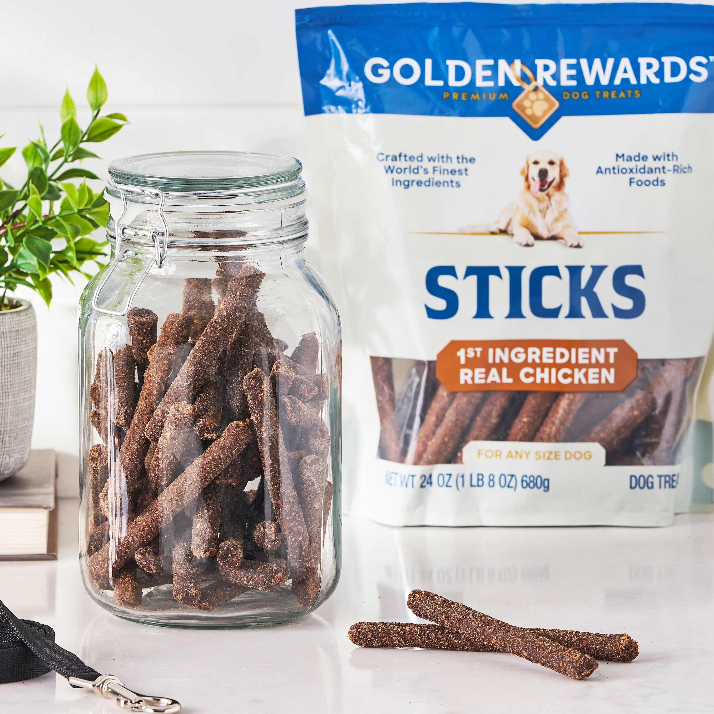 (6 pack) Golden Rewards Dry Chicken Stick Dog Treats, 24 oz Bag