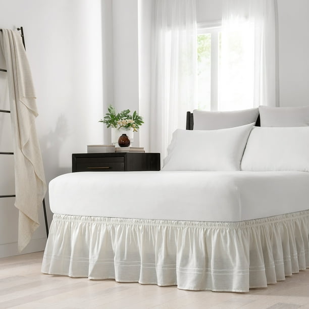 Easy Fit Adjustable Baratta Stitch Embroidered Bed Skirt