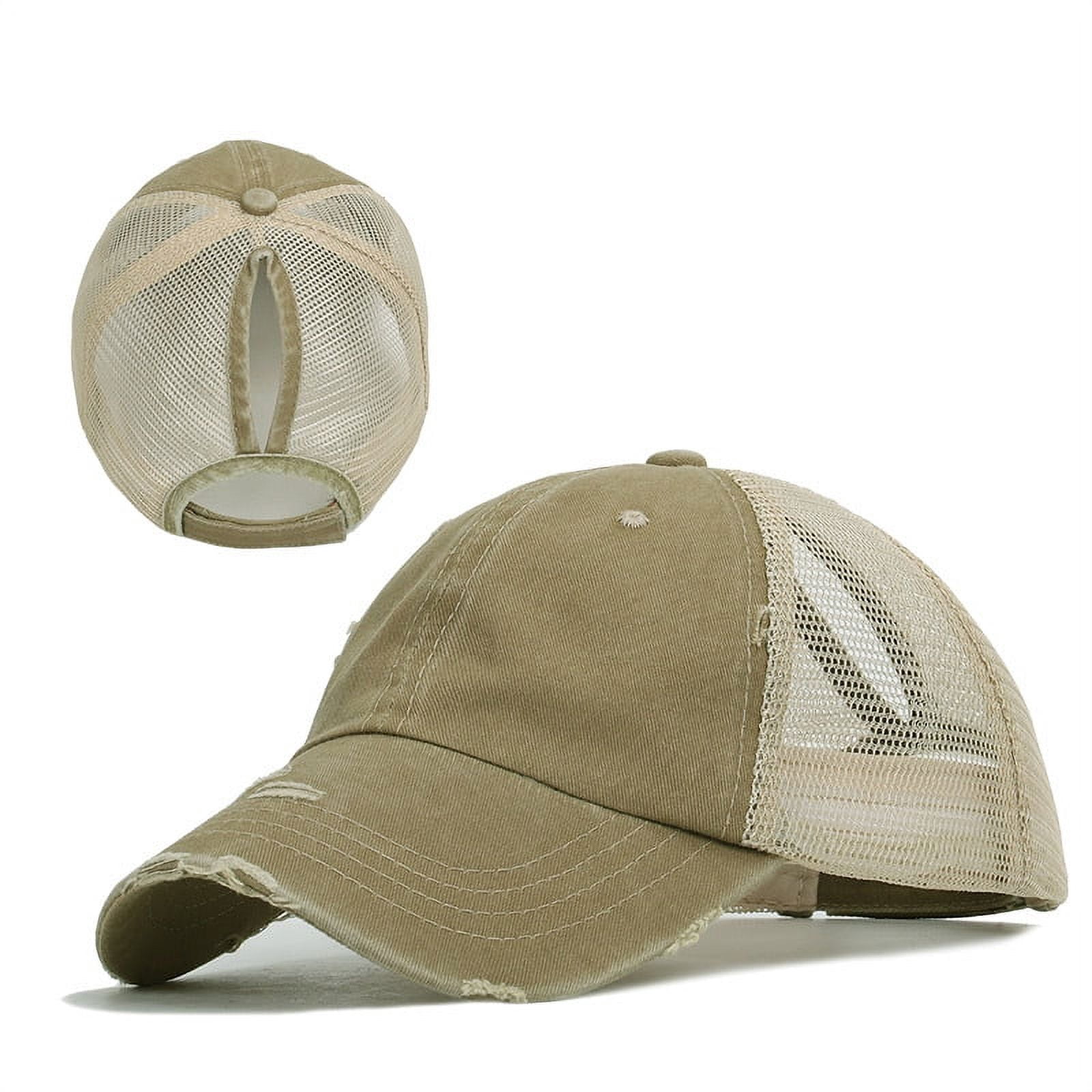 Casquette de baseball à queue de cheval haute pour femme, chapeau de chignon désordonné, protection solaire, casquette rétro, Noir/blanc, Taille unique