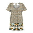 thumbnail image 4 of Heliisoer Robe pour Femme, Liquidation Été Robe d'Été Boho à Imprimé Floral pour Femme Col Carré Manches à Volants Ample Décontractée Courte Mini, 4 of 4