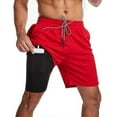 thumbnail image 1 of Swimming Shorts Men, Swimming Trunks With Compression Liner 2 In 1 Quick Dry Stretchy Mens Swim Shorts Surfing Beach Shorts With 2 Zipper Pockets s202, 1 of 5