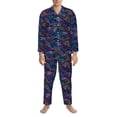 thumbnail image 3 of Balery Cute Line Fish Pijama para Hombre de Dos Piezas con Manga Larga, Conjunto de Dormir y Descanso Suave con Bolsillos-Medium, 3 of 7