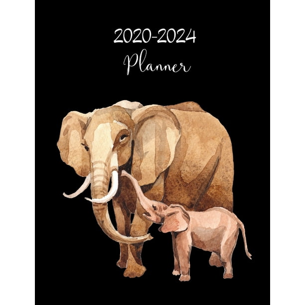 20202024 Planner Beautiful Watercolor Elephants Five Year Monthly