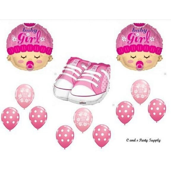 IT'S A GIRL SNEAKERS FACE BABY SHOWER Balloons Decorations Supplies
