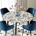 thumbnail image 5 of Elastic Fitted Round Tablecloth, Green Grey Botanical Waterproof Stretch Table Cover for 36"-44" Tables, Rustic Country Spring Floral Summer Leaf Washable Outdoor Tablecloths for Patio, Picnic, 5 of 9