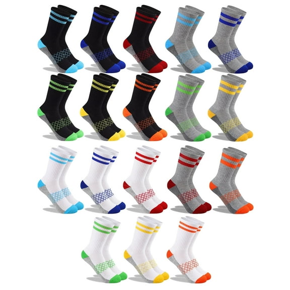 EALLCO Kids Socks 18 Pairs Boys & Girls Crew Lightweight Socks Breathable Child Socks
