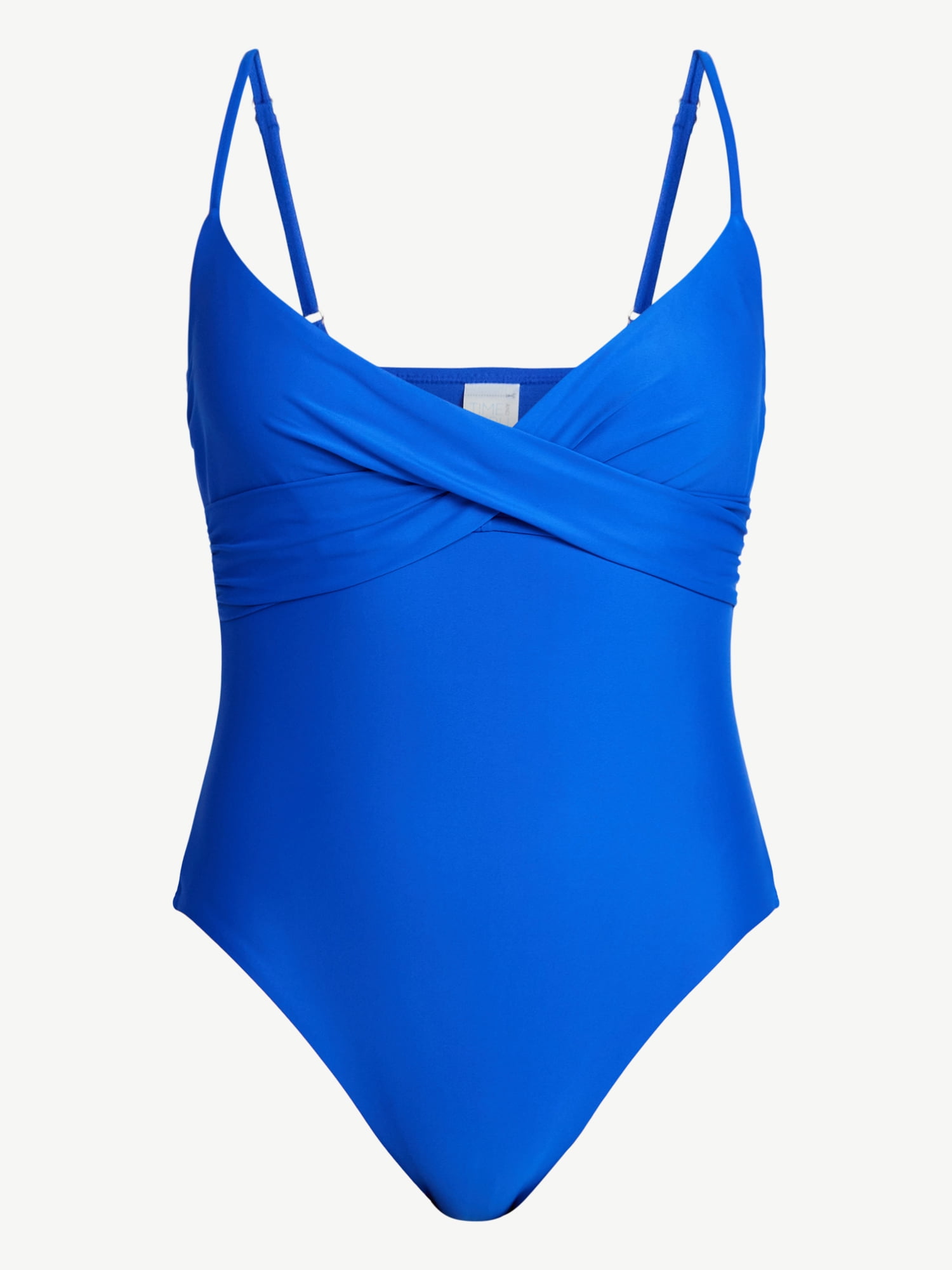 Time and Tru Women's Ruched Front One Piece Swimsuit, Sizes XS-3X