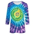 thumbnail image 5 of DDAPJ pyju 2025 Fashion Tops for Women 3/4 Sleeve Tie Dye Graphic Tees Loose Casual Going Out Blouses Multicolor XXL, 5 of 6