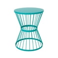 Anthony Outdoor 16 Inch Iron Side Table, Matte Teal