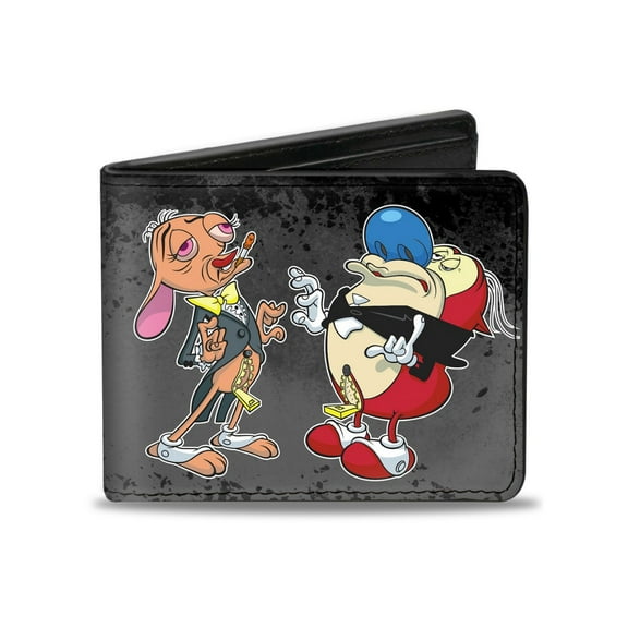 Nickelodeon Wallet, Bifold, Ren Stimpy Onward Upward Logo, Vegan Leather