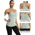 thumbnail image 7 of Attraco Women Solid Ribbed Workout Tank Tops Builting in Bra Tight Racerback Scoop Neck Sports Top, 7 of 7