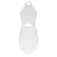 thumbnail image 4 of TiaoBug Shiny Rhinestone Lyrical Dance Dress for Women Sheer Mesh Cutout Straps Back Leotard Modern Dance Dress White M, 4 of 7