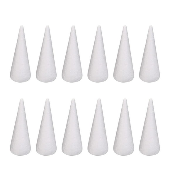 12x Foam Cones for Crafts Foam Tree Cones Handmade Decorations Polystyrene Cones 9.8cm