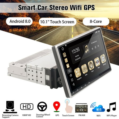 Car Stereo 1 Din 10.1'' for Android 8.0 bluetooth WIFI GPS Navigation Quad Core Radio Video Player Car Multimedia Player (Best Touch Screen Car Stereo With Navigation)