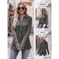 thumbnail image 7 of QAFOPEH Womens Polo Shirts V Neck Collared Tops Casual Buttons Long Sleeve Tunic Blouses, 7 of 7