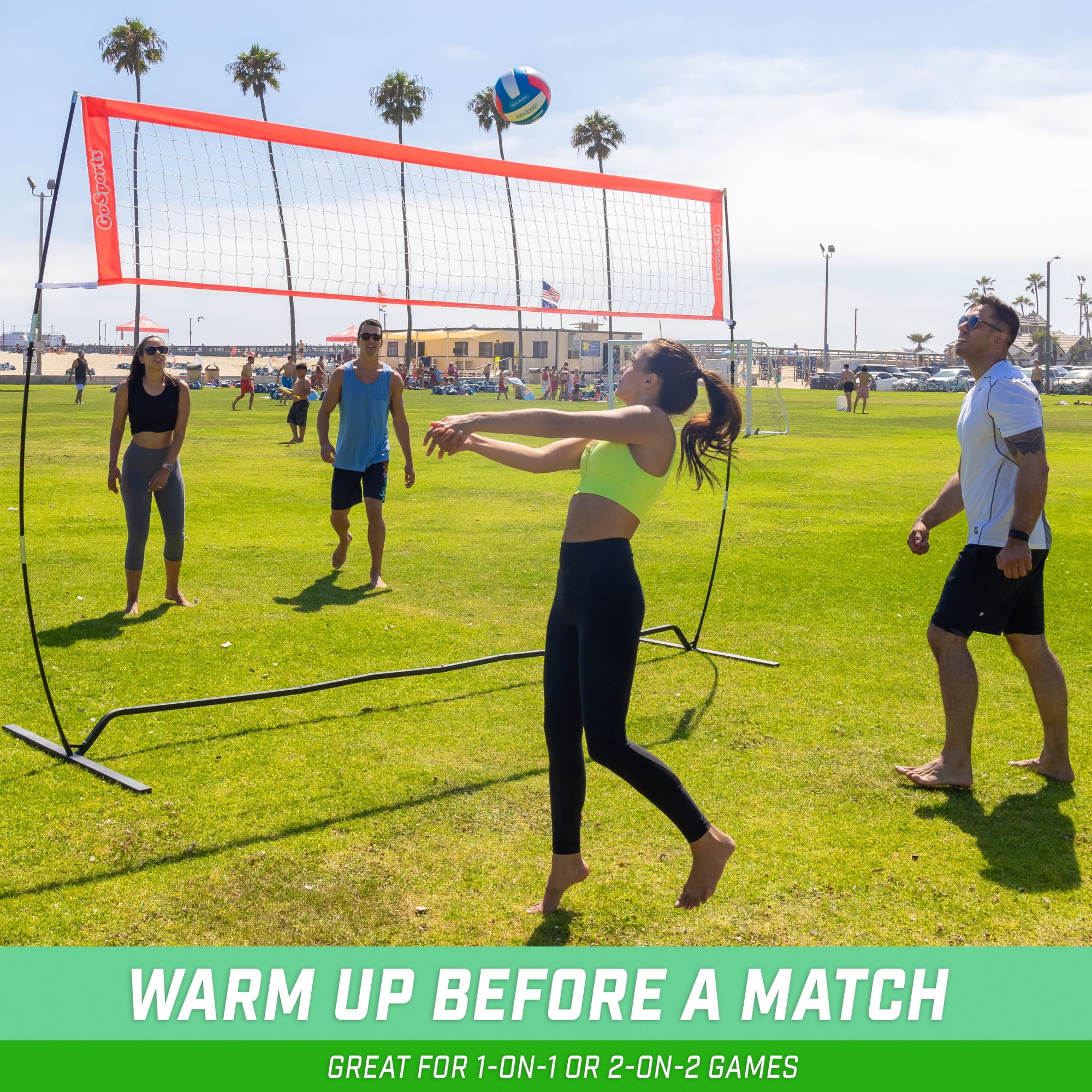 GoSports 12 ft Freestanding Volleyball Training Net for Indoor our Outdoor Use - Instant Setup and Height Adjustable