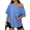 Blue, variant on Off The Shoulder Tops for Women Breathable Loose Drop Shoulder Casual Shirt Half Sleeve Solid Color Slant Neck Tunic Blouse