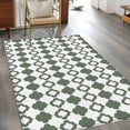 thumbnail image 2 of Vintage Bohemia Area Rugs 4'x6', Washable Small Throw Rugs for Office Bathroom, Minimalist Abstract Geometric Art Green Indoor Outdoor Rug Non-Slip Low Pile Carpet Runner Reversible Floor Mats, 2 of 8