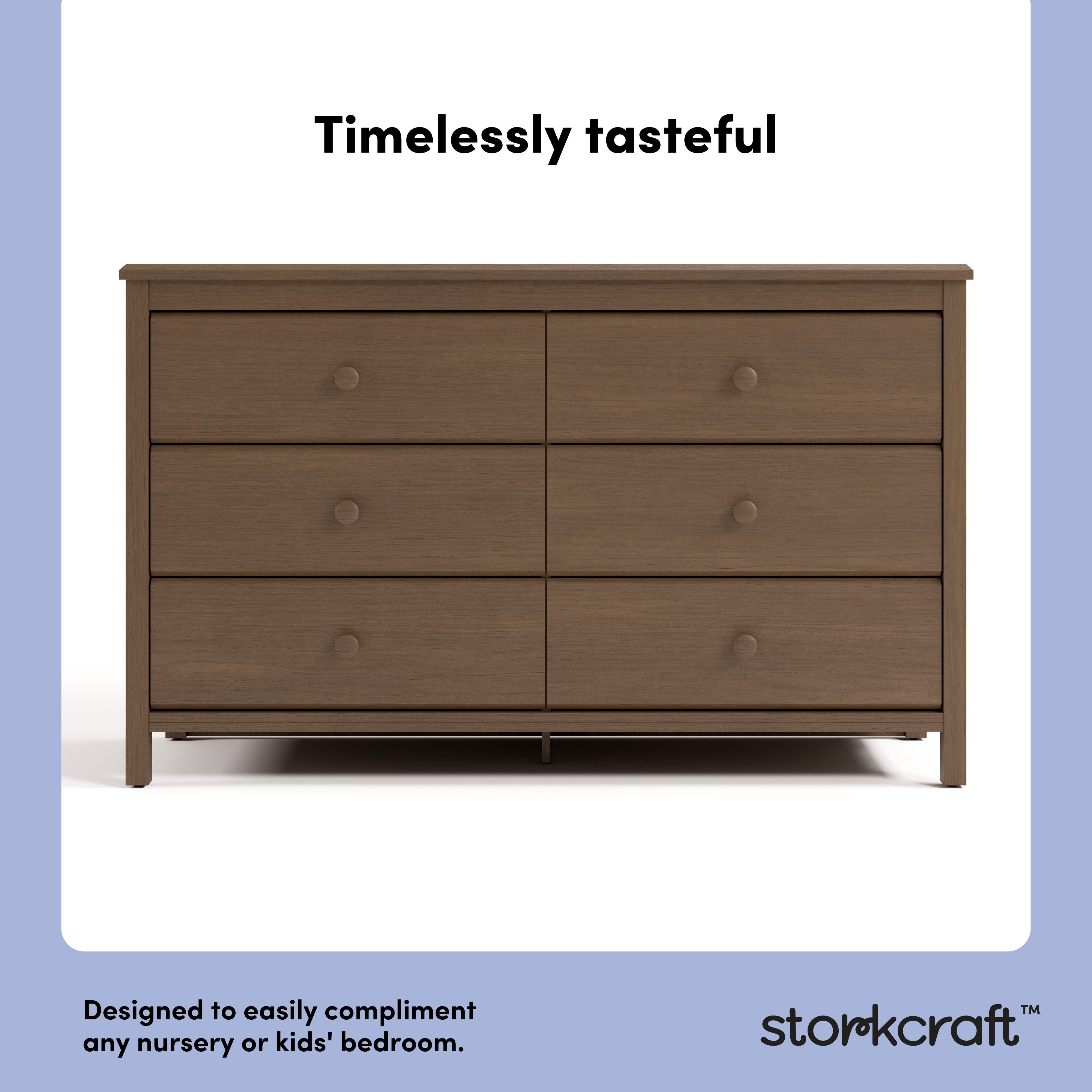 Storkcraft Alpine 6 Drawer Nursery Double Dresser, Hazelnut